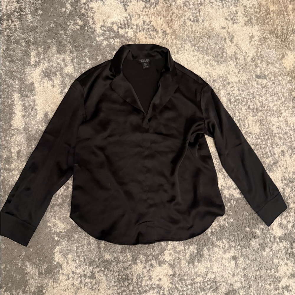 Rachel Zoe Elegant Black Satin Blouse
